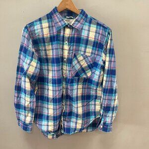 Ralph Lauren Denim & Supply Women's  Blue Plaid Button Front Shirt- Size‎ L